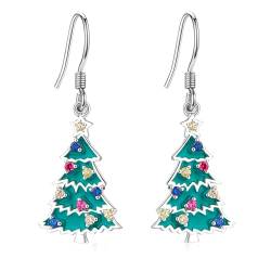 Weihnachtsbaum Ohrringe für Damen 925 Sterling Silber Hypoallergene Weihnachtsbaum Ohrringe Weihnachtsfeier Schmuckgeschenke für Frauen und Mädchen von LINSTER