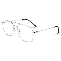 LINVO Brille Ohne Sehstärke für Herren Damen Klassische Metallgestell Brillenfassung Vintage Pilotenbrille Fake Brille von LINVO