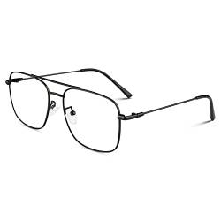 LINVO Brille Ohne Sehstärke für Herren Damen Klassische Metallgestell Brillenfassung Vintage Pilotenbrille Fake Brille von LINVO