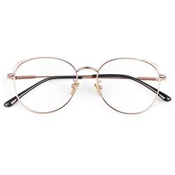 LINVO Brille Ohne Stärke Damen Klassische Metallgestell Brillenfassung Vintage Brille Katzenauge Fake Brille von LINVO