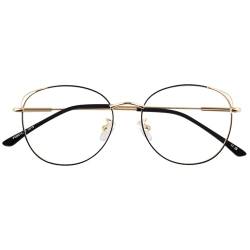 LINVO Brille Ohne Stärke Damen Klassische Metallgestell Brillenfassung Vintage Brille Katzenauge Fake Brille von LINVO