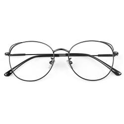 LINVO Brille Ohne Stärke Damen Klassische Metallgestell Brillenfassung Vintage Brille Katzenauge Fake Brille von LINVO