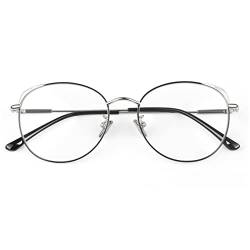 LINVO Brille Ohne Stärke Damen Klassische Metallgestell Brillenfassung Vintage Brille Katzenauge Fake Brille von LINVO