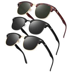 LINVO Polarisiert Sonnenbrille Herren Damen Retro Klassisch Halbrahmen 100% UV400 für Reisen, Fahren und Angeln von LINVO