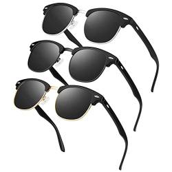 LINVO Polarisiert Sonnenbrille Herren Damen Retro Klassisch Halbrahmen 100% UV400 für Reisen, Fahren und Angeln von LINVO