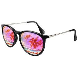 LINVO Sonnenbrille Damen Polarisiert Retro Runde Vintage Designer Stil UV400 Schutz von LINVO