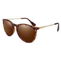 LINVO Sonnenbrille Damen Polarisiert Retro Runde Vintage Designer Stil UV400 Schutz von LINVO