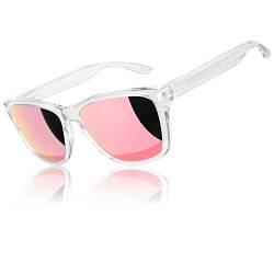 LINVO Sonnenbrille Damen Polarisiert UV400 Klassisch Eckig Sonnenbrille Verspiegelt für Fahren Angeln CAT 3 CE von LINVO