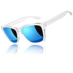 LINVO Sonnenbrille Herren Damen Polarisiert UV400 Klassisch Retro Eckig Sonnenbrille Verspiegelt für Fahren Angeln CAT 3 CE von LINVO