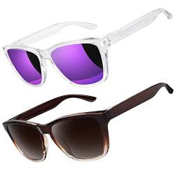 LINVO Sonnenbrille Herren Damen Polarisiert UV400 Klassisch Retro Eckig Sonnenbrille Verspiegelt für Fahren Angeln CAT 3 CE von LINVO