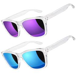 LINVO Sonnenbrille Herren Damen Polarisiert UV400 Klassisch Retro Eckig Sonnenbrille Verspiegelt für Fahren Angeln CAT 3 CE von LINVO