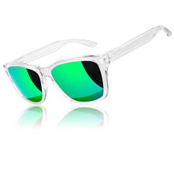 LINVO Sonnenbrille Herren Damen Polarisiert UV400 Klassisch Retro Eckig Sonnenbrille Verspiegelt für Fahren Angeln CAT 3 CE von LINVO