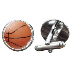 Basketball-Manschettenknöpfe für Herren, Anzug, Hemd, Trauzeug-Manschettenknöpfe, Set, Fußball, Basketball, Schmuck, Sport, Glaskuppel, Manschettenknöpfe, Geschenke von LINWEN