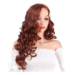 Haarperücke Damenperücken lange gewellte Perücke Echthaar Mode natürliche realistische flauschige Perücken für Partys und Cosplay-Perücken charmant von LIOONS