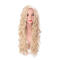 Haarperücke Perücken für Frauen, langes lockiges Haar, Echthaarperücke, langer, gewellter Mittelteil, natürliche, realistische, hitzebeständige Faser, tägliche Perücke charmant von LIOONS