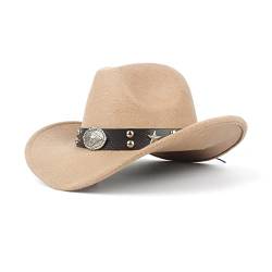LIOONS Gelegenheitspate Hut Männer Damen Western Cowboy Hut geeignet for Gentleman Dad Cowboy Hut Pentagram Hombre Hut (Farbe : Beige, Größe : 59-61) von LIOONS