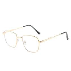 LIPIODOL Blaulichtfilter Brille Retro Glasrahmen-Ebenenspiegel ohne sehstärke Metallgestell Brille mit Brillenetuis und Brillenputztuch von LIPIODOL
