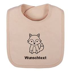 LIQUISIGN Baby Lätzchen mit Name Wunschtext bestickt | Motiv Fuchs | Personalisiertes Lätzchen mit Klettverschluss | Spucktuch aus 100% Baumwolle | Rosa von LIQUISIGN