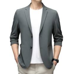 Blazer Herren,Lässiger Sommer-Blazer Für Herren Leichter Anzug Einreiher Eisseide Sportjacke Knopf Formelle Business-Anzugjacken Geeignet Für Party Datum Abschlussball Hochzeit Smoking,Graugrün,Xxl von LIRU