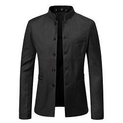 LIRU Blazer Herren,Herren Casual Blazer Schwarz Slim Fit Blazer Stehkragen Jacke Tang Anzug Elegant Formelle Business Anzugjacke Geeignet Für Party Date Abschlussball Hochzeit Smoking,XXL von LIRU