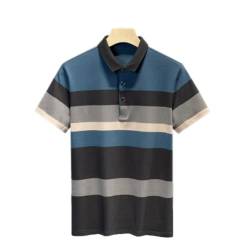 LIRU Golfshirts Für Herren, Golfshirt Button Neck Herren Revers Gestreiftes Golfshirt Blaues T Shirt Golfhemden Weiche Kurzarm T Shirts Herren Jugend Wanderhemd Schnelltrocknendes Top L von LIRU