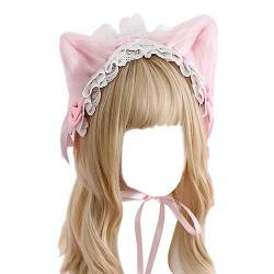 Katzenohren-Stirnband mit abnehmbarer Fliege für Frauen und Mädchen, Zubehör für Erwachsene, Frauen, weibliches Kostüm, Cosplay von LIUASMUE