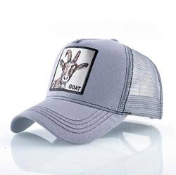 Baseball Cap Herren,Stickerei Tier Ziege Muster Baseball Caps Für Männer Frauen Mode Bauernhoftiere Snapback Kappe Hip Hop Hut Atmungsaktives Mesh Sun Hats-Grey_Adjustable von LIUBAOBEI