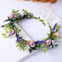 Blumenkrone Süße Prinzessin Stirnband Mädchen Haarband Hochzeit Braut Brautjungfer Blumen Haar Tiara Dame Haarschmuck Kopfschmuck von LIUBI