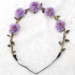 Frauen Hochzeit Blumen Stirnband Mädchen Boho Blumen Kopfbedeckungen Kinder Stirnbänder Haarschmuck Braut Kranz Strand Girlande von LIUBI