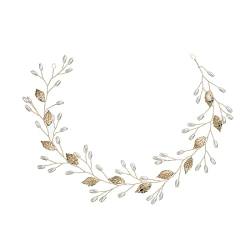 Braut Haarschmuck Vintage Haar Rebe Stirnbänder Strass Perlen Blumen Hochzeit Haarteile Stirnband Haarband Gold（Stil 11） von LIUJZZJ