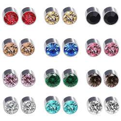 LIUJZZJ 12 Paar Kristall Strassstein Magnet Clips Nicht Piercing Ohrringe Modeschmuck Ohrstecker Creolen Ohrstecker stilvolle Ohrringe hypoallergen Set für Frauen Mädchen von LIUJZZJ