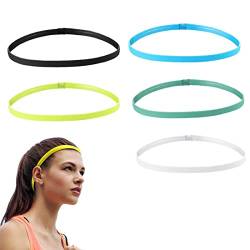 LIUJZZJ 5 Stück Sport Stirnband Dünn Antirutsch Elastische Stirnbänder Sport Haarband für Damen Herren von LIUJZZJ