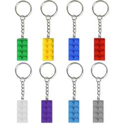 8 Stücke Bausteine Schlüsselanhänger Kunststoff Anhänger SchlüSselbund Bricks Bunt Schlüsselbund aus Kunststoff von LIUJZZJ