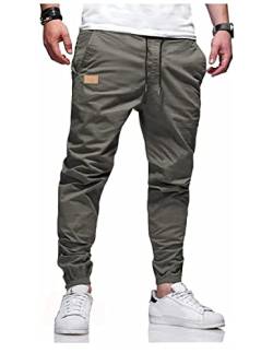 LIUPMWE Herren Hose Chino Cargo Hose Jogginghose Herren Baumwolle Casual Sweatpants Herren Freizeithose Elastische Pants Taille mit Kordelzug Taschen,M,Grau von LIUPMWE