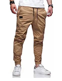 LIUPMWE Herren Hose Chino Cargo Hose Jogginghose Herren Baumwolle Casual Sweatpants Herren Freizeithose Elastische Pants Taille mit Kordelzug Taschen,XXL,Bronze 01 von LIUPMWE