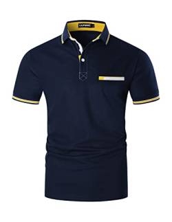 LIUPMWE Herren Poloshirts Kurzarm Baumwolle Polo Shirts Polohemd Männer Slim Fit Golf T-Shirt Mit Taschen S-XXL,3XL,Blau-35 von LIUPMWE