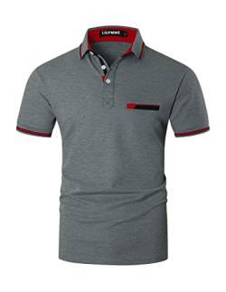 LIUPMWE Herren Poloshirts Kurzarm Baumwolle Polo Shirts Polohemd Männer Slim Fit Golf T-Shirt Mit Taschen S-XXL,3XL,Grau-35 von LIUPMWE