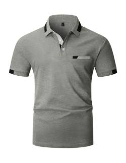 LIUPMWE Poloshirt Herren,Kurzarm T Shirts Männer,Polohemd Herren Baumwolle Golf Casual T-Shirt M-XXXL,3XL,Grau-42 von LIUPMWE