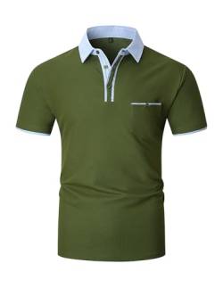 LIUPMWE Poloshirt Herren,Kurzarm T Shirts Männer,Polohemd Herren Baumwolle Golf Casual T-Shirt M-XXXL,L,Grün-41 von LIUPMWE