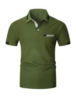 LIUPMWE Poloshirt Herren,Kurzarm T Shirts Männer,Polohemd Herren Baumwolle Golf Casual T-Shirt M-XXXL,M,Grün-42 von LIUPMWE