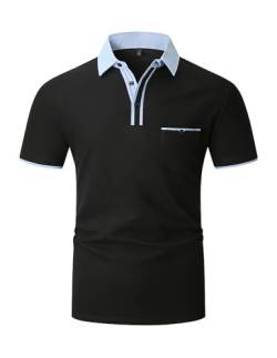 LIUPMWE Poloshirt Herren,Kurzarm T Shirts Männer,Polohemd Herren Baumwolle Golf Casual T-Shirt M-XXXL,M,Schwarz-41 von LIUPMWE