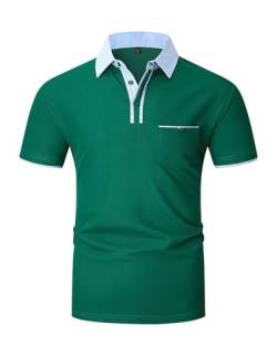 LIUPMWE Poloshirt Herren,Kurzarm T Shirts Männer,Polohemd Herren Baumwolle Golf Casual T-Shirt M-XXXL,XL,Grün-NEW41 von LIUPMWE