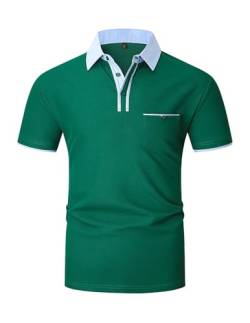 LIUPMWE Poloshirt Herren,Kurzarm T Shirts Männer,Polohemd Herren Baumwolle Golf Casual T-Shirt M-XXXL,XXL,Grün-NEW41 von LIUPMWE