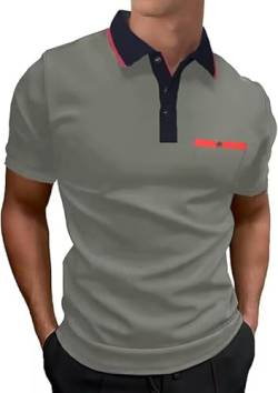 LIUPMWE Poloshirt Herren Kurzarm,Polo Shirts Männer,Polohemd Golf Casual T-Shirt,Grau-DT10,3XL von LIUPMWE