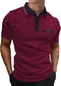 LIUPMWE Poloshirt Herren Kurzarm,Polo Shirts Männer,Polohemd Golf Casual T-Shirt,Rot-DT10,XXL von LIUPMWE