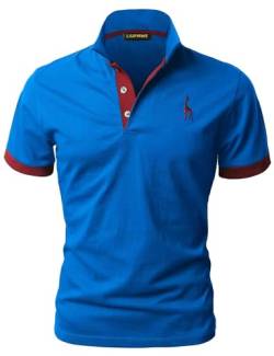 LIUPMWE Poloshirt Herren Kurzarm Baumwolle Einfarbig Basic Golf T-Shirt Giraffe Stickerei Polohemd Sommer,Blau 1+Rot 1,XL von LIUPMWE