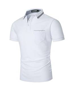 LIUPMWE Poloshirt Herren Kurzarm Baumwolle Männer Polohemd T-Shirt Sommer Slim Fit Golf Sports S-2XL,XXL,Weiß von LIUPMWE