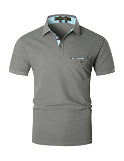 LIUPMWE Poloshirt Herren Kurzarm Getäfelt T Shirts Männer Hemd T-Shirt Slim Fit Golf Sports Sommer,3XL,Grau-DT06 von LIUPMWE