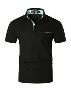 LIUPMWE Poloshirt Herren Kurzarm Getäfelt T Shirts Männer Hemd T-Shirt Slim Fit Golf Sports Sommer,3XL,Schwarz-DT06 von LIUPMWE