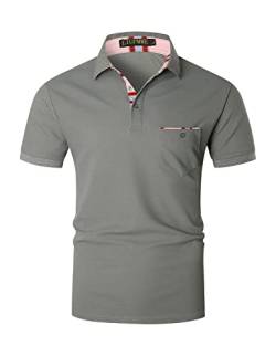 LIUPMWE Poloshirt Herren Kurzarm Getäfelt T Shirts Männer Hemd T-Shirt Slim Fit Golf Sports Sommer,XXL,Grau-DT07 von LIUPMWE